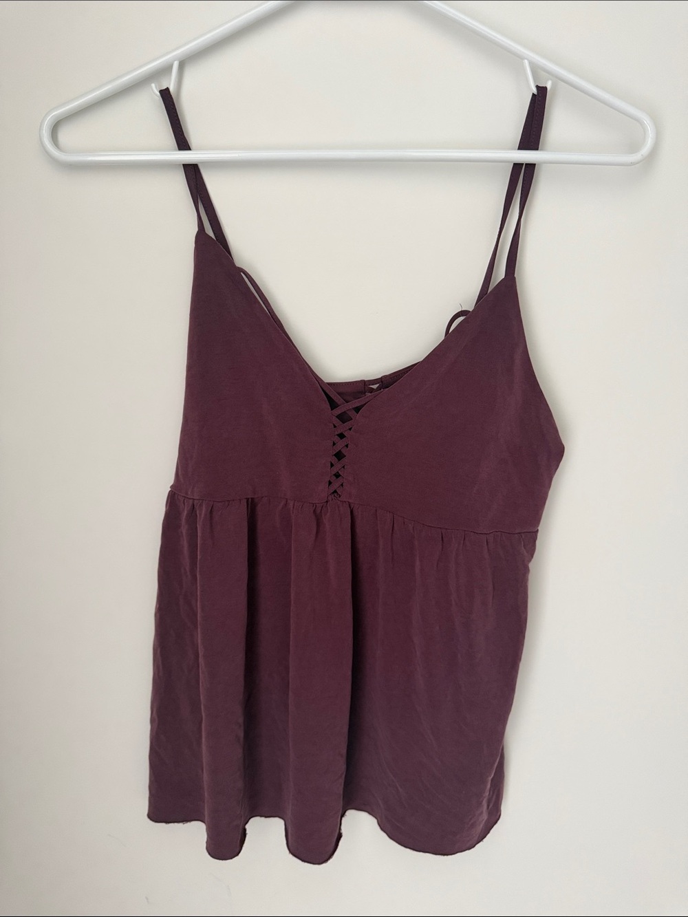 American Eagle Outfitters Plum Lace-Up Spaghetti Strap Tank